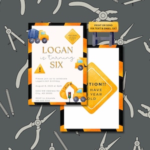 Editable Construction Invitation - Digital Download, Dump Truck Party, Construction Birthday