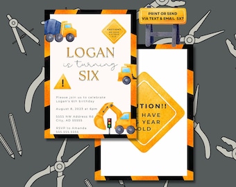 Editable Construction Invitation - Digital Download, Dump Truck Party, Construction Birthday