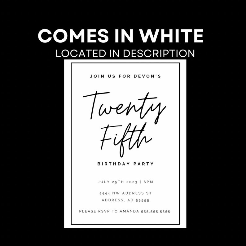 Minimal Birthday Invitation Digital Download Editable Etsy