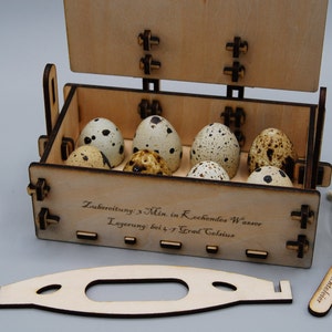 Archivos digitales para corte láser, Caja de regalo de madera para huevos de codorniz, Caja de madera para huevos,