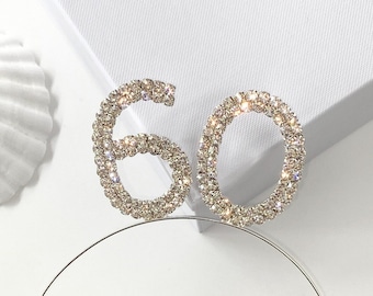 60th Birthday Headband, 60th Birthday Rhinestone Tiara, 60th Birthday Gift, 60 Headband, Adult Birthday Headband, Mum Birthday Present