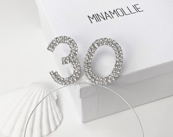30th Birthday Rhinestone Headband, 30th Birthday Tiara, Diamante 30th Headband, 30th Birthday Gift