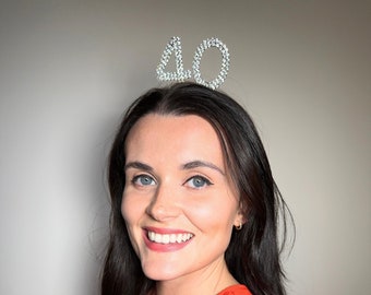 40th Birthday Headband, 40th Birthday Rhinestone Tiara, 40th Birthday Gift, 40 Birthday Hat, 40th Diamante Headband