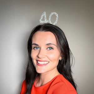 Faixa de cabeça de 40º aniversário, tiara de strass de 40º aniversário, presente de 40º aniversário, chapéu de 40º aniversário, faixa de cabeça de diamante de 40º aniversário
