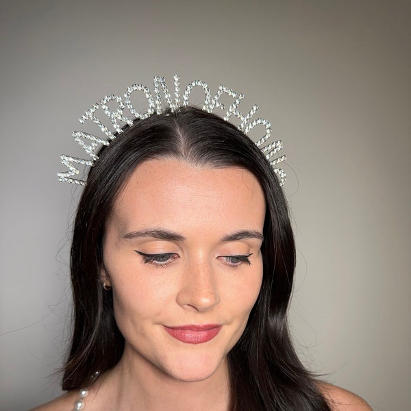 Matron Of Honor Headband, Matron Of Honor Gift, Bridal Party Gifts, Bachelorette Party Gifts,  MOH Proposal, Rhinestone Headband