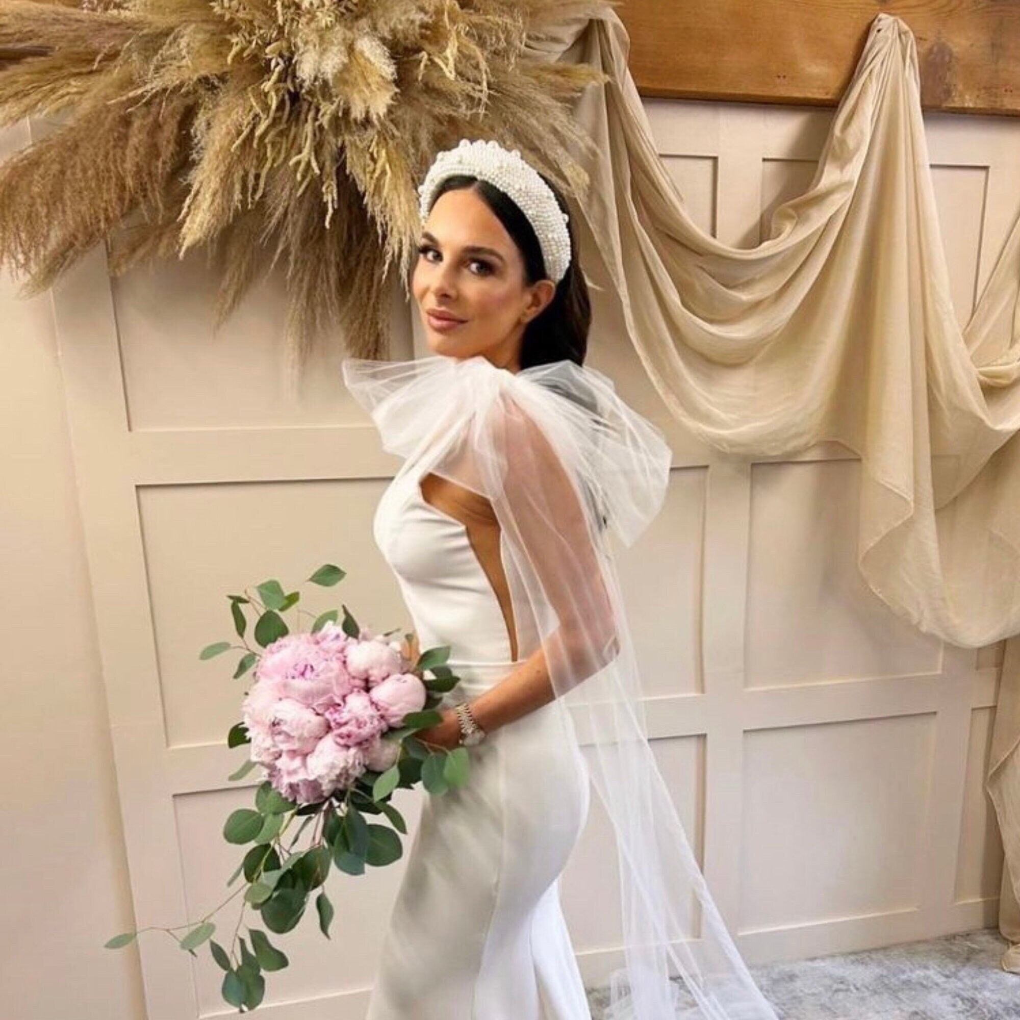 Pearl Headband, Bridal Head Piece, Padded Chunky Headband 
