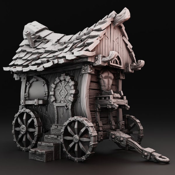 6x Middle ages style buildings and props for 3D printing - 28mm scale - STL digital download