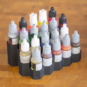 Crafting: paintbottle holder hex for 20 vallejo / armypainter size bottles (24,5mm)