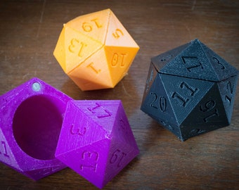 Dicecontainer shaped as a D20 magnetclosed