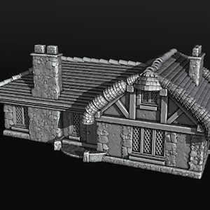 15x Medeltidsbyggnader i fantasistil del 4 för 3D-utskrift - 28 mm skala - digital nedladdning i STL