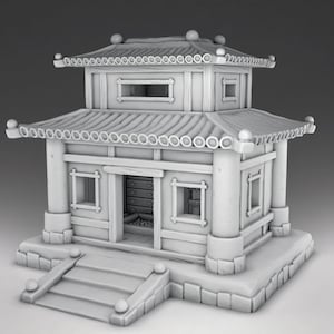 14x Oriental style buildings part 1 for 3D printing - 28mm scale - STL digital download