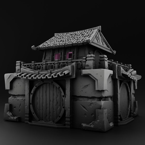 12x Oriental style buildings part 2 for 3D printing - 28mm scale - STL digital download