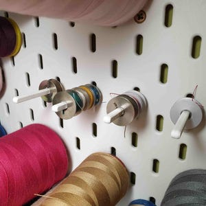 Home and living, storage and organization: Ikea Skadis pegboard compatible accessories. Bobbing or spool rods. Set of 5 rods.