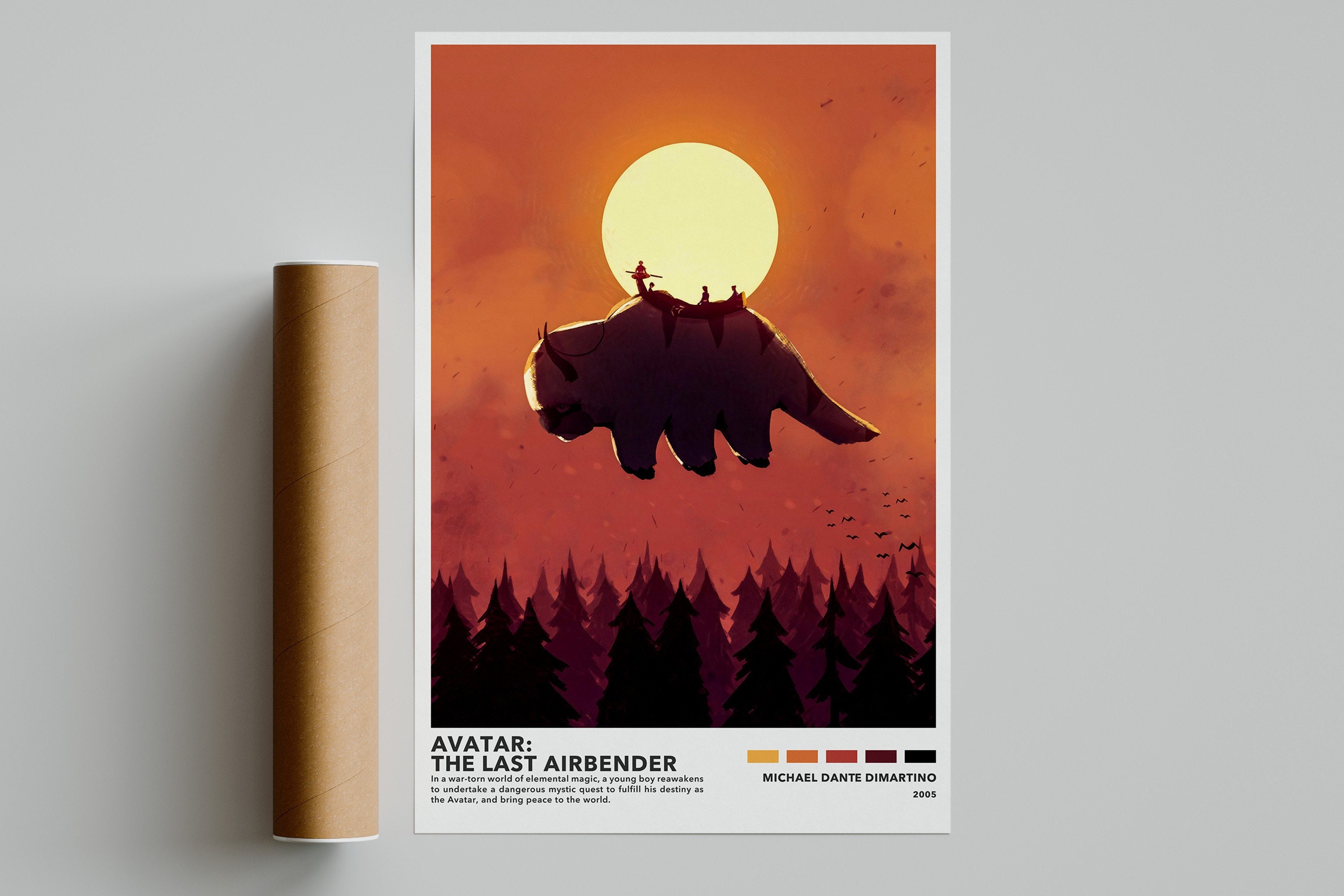 Discover Avatar: Der Letzte Luftbändiger | Appa-Poster | Minimalistisches Anime-Poster