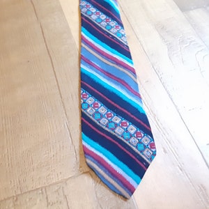 Vintage 1980s Men&#39;s Contemporary Henry Grethel Neck Tie, 100% Italian Silk, Colorful Neck Tie, Made in USA