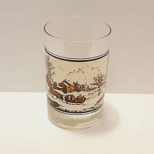 Vintage 1978 Currier & Ives Arby&#39;s Collector Series (3 of 4) &quot;American Farm in Winter&quot; Glass, Winter Scene Glass, Arby&#39;s Collectible Glass
