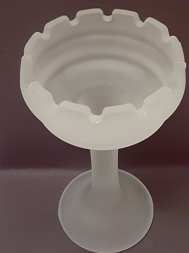 Vintage Partylite 7 1/4 Inch Tall Castle Turret Frosted Glass Pillar