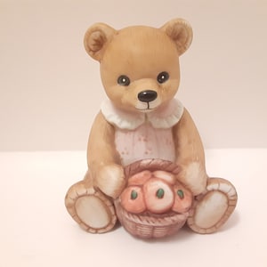Vintage Homco Anthropomorphic Bear with a Basket of Apples, Homco Bear, Anthropomorphic Bear