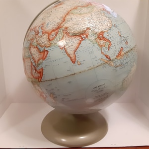 Vintage 1970s 12 inch Rand McNally 3D Political Globe with Stand, World Globe, Office Decor, Library Decor, Study DecorSchool Room Decor
