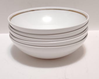 Vintage Corning Centura Bowl, 1960s White with Gold Trim
