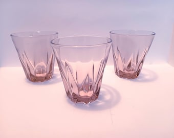 Vintage Pink Glass Dessert Bowls, Set of 3, Art Deco Style