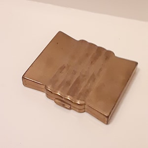 Vintage 1950s Volupte Brass Art Deco Compact, Volupte Compact, Art Deco Compact, Brass Compact, Vanity Compact