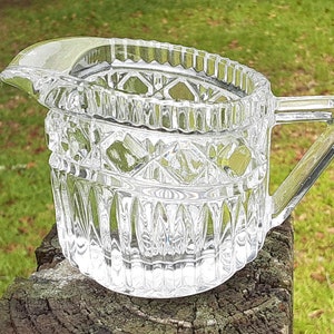 Vintage Heavy Cut Crystal Creamer, Buttons and Bars Design