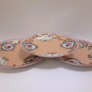 Rare Vintage Maple Ware Cloisonné Lusterware Hand Painted Saucers (3) Made in Japan, Lusterware Saucers, Cloisonné Saucers, Japanese Saucers