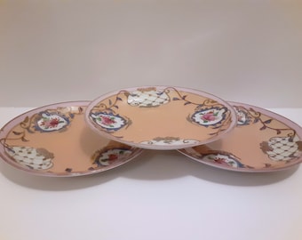 Vintage Maple Ware Lusterware Saucers, Cloisonné Detail, Set of 3