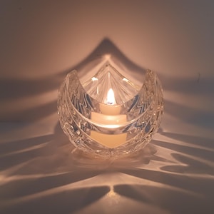 Vintage Mikasa Tea Light Candle Holder, Art Deco Votive Candle Holder, Clear Glass Candle Holder