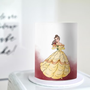 Envoltorio para tarta de la princesa Bella: imagen comestible de Disney en tamaño A4, hoja de glaseado con licencia