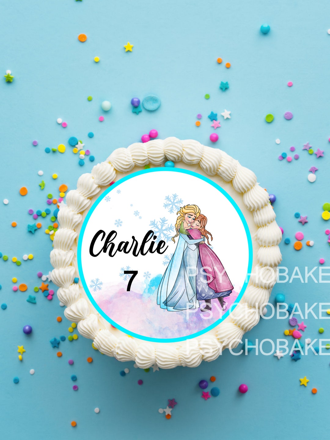 Elsa & Anna Edible Cake Topper Frozen Custom Image Personalized Round Icing Sheet Licensed - Etsy