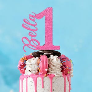 One Cake Topper - 1st Birthday - Personalized Name + Age