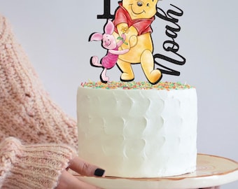 Taarttopper - Winnie de Poeh-thema - gepersonaliseerde naam + leeftijd - met licentie