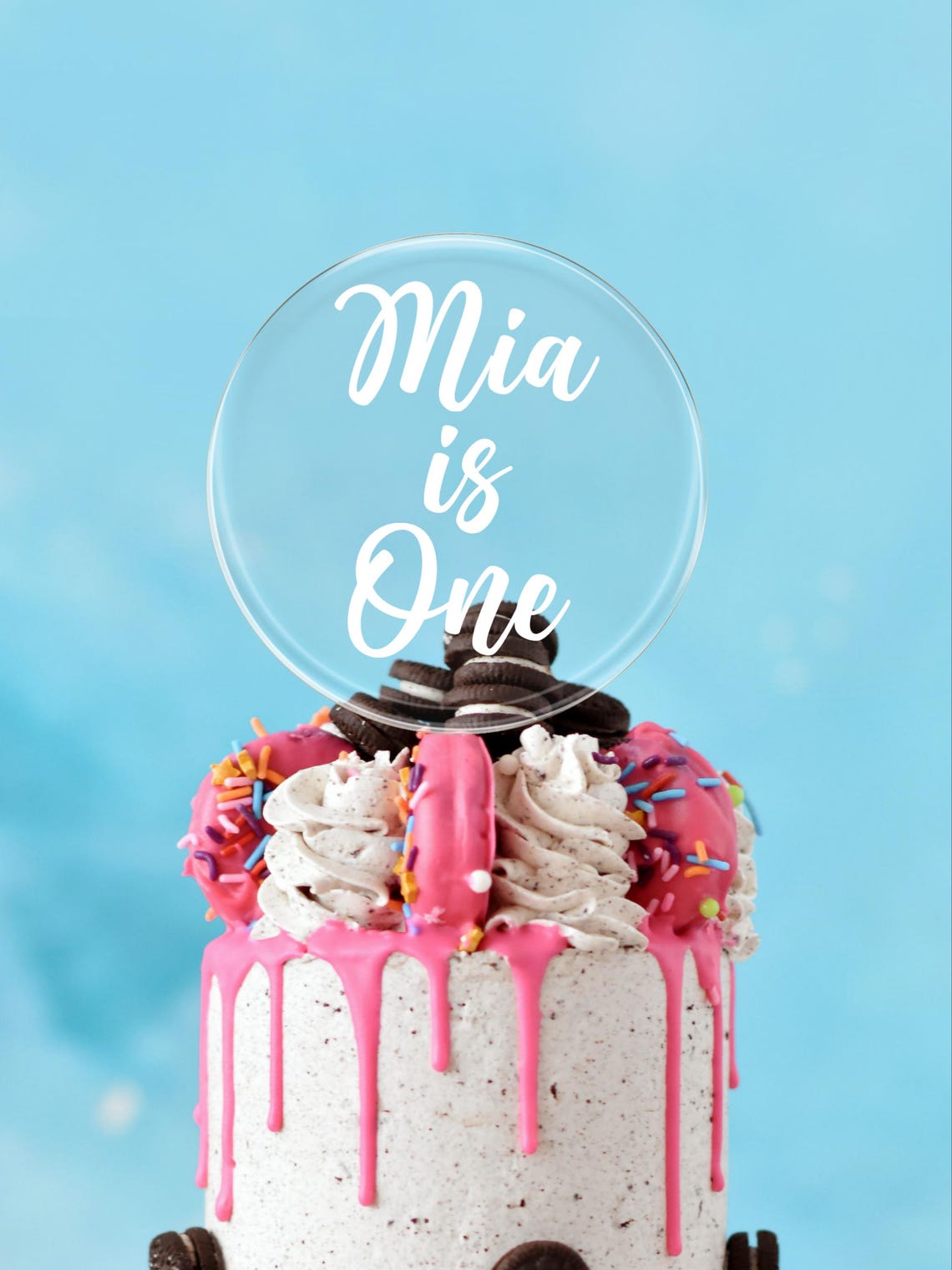 Custom Cake Topper - Round Acrylic Cake Sign - Personalized Name + Age ...