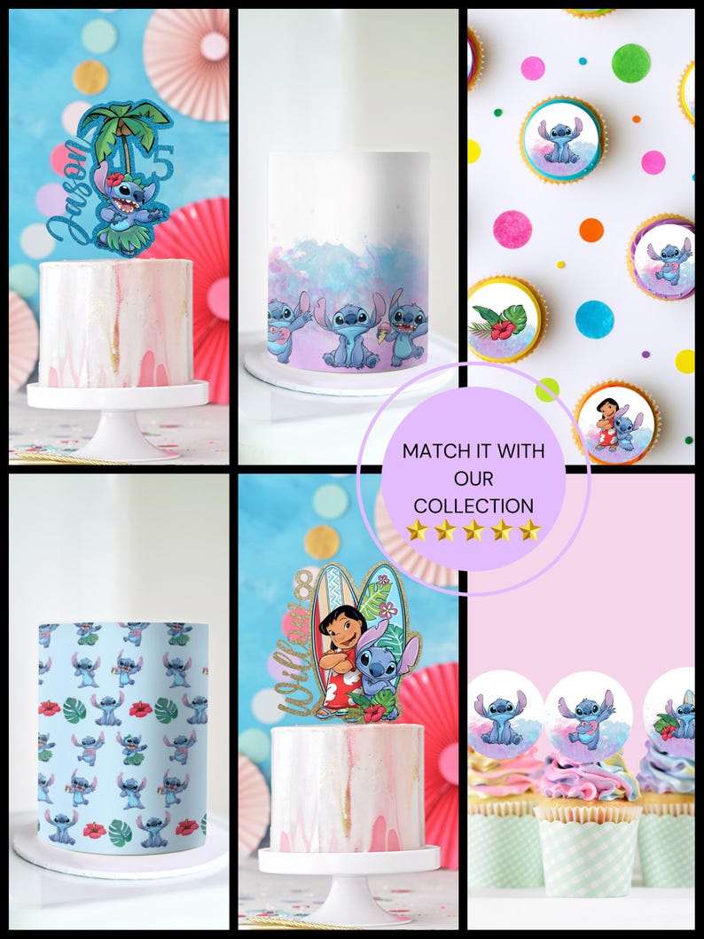 Stitch-taarttopper - Disney-thema - gepersonaliseerde naam + leeftijd - met licentie afbeelding 3