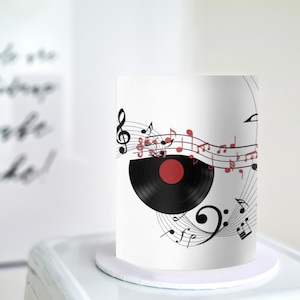Vinyl Record Cake Wrap - A4 Edible Image - Musical Notes Icing Sheet