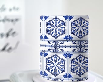 Amalfi Tiles Cake Wrap - A4 Edible Image - European Mediterranean Icing Sheet