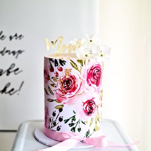 ピンクの花の食べられる画像 - A4 ケーキラップ フロスティング シート