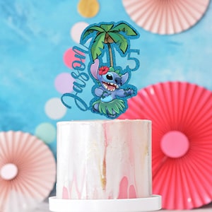 Stitch-taarttopper - Disney-thema - gepersonaliseerde naam + leeftijd - met licentie afbeelding 1