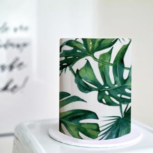 Tropische Blätter Kuchen Wrap - Essbares Bild A4 - Monstera Icing Sheet