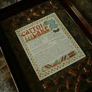 Watercolor Recipe Carrot Cake Art Print