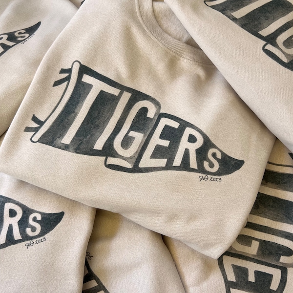 PREORDER Watercolor Tigers Pennant Crewneck Sweatshirt