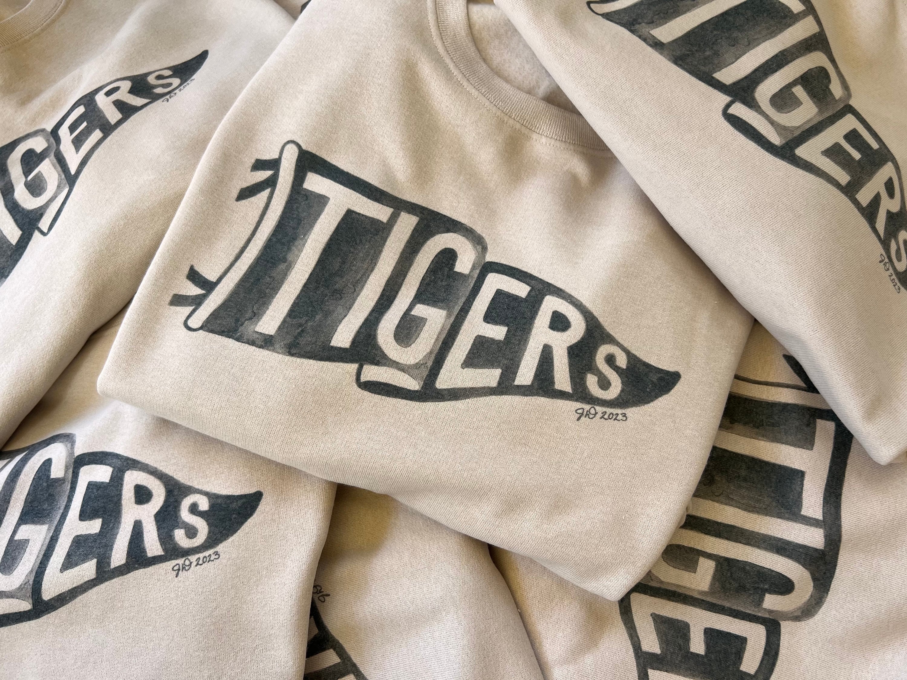 PREORDER Watercolor Tigers Pennant Crewneck Sweatshirt - Etsy