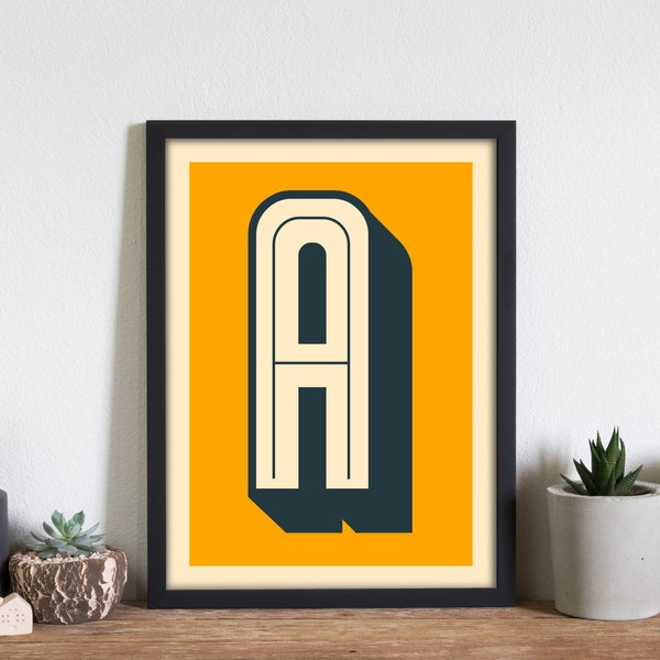 Letter A / Initial A / Typographic Print / Graphic Type Print / Bold Letter Print