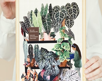 Plant Lady Art Print Gift for Women, Minimalist Painting Wall Decor, Crazy Plant Lady House Plant Poster, Plant Lady Quote, Plant Lover Room