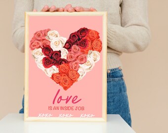 Self Love Quote, Valentines Day Wall Art, Trendy Self Affirmation Art Print, Digital Valentine Art, Self Love Art Print, Rose Wall Art