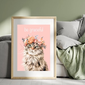 Nursery Cat Print, Kitten Poster, Girl Wall Art, Baby Girl Room Decor, Cat Wall Art, Cat Nursery Decor Girl, Trendy Cat Wall Art, Cat Lover