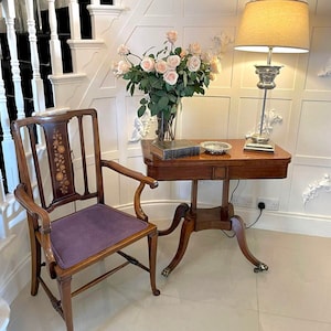 Quality Antique Regency Mahogany Inlaid Card/Side Table
