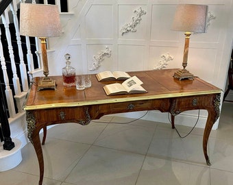 Escritorio de oficina de calidad victoriana antigua, grande, independiente, con base de madera de roble adornada y ormolu, de Partners Bureau Plat-Desk